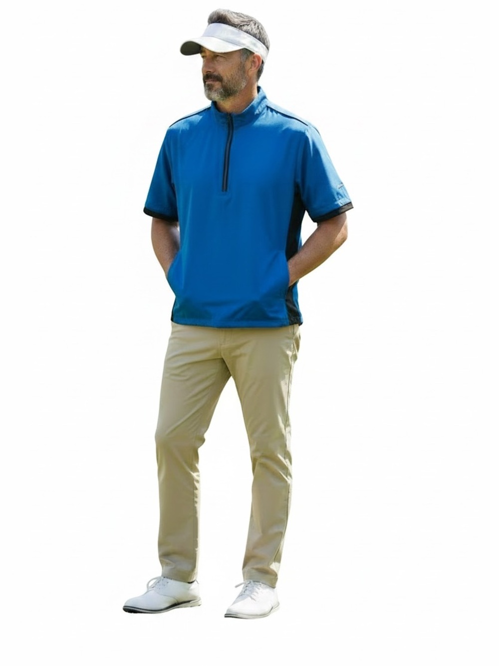 Adidas Clima Proof Blue Short-Sleeve Half-Zip Windbreaker Jacket 
Size L